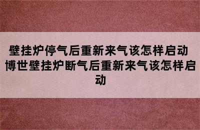 壁挂炉停气后重新来气该怎样启动 博世壁挂炉断气后重新来气该怎样启动